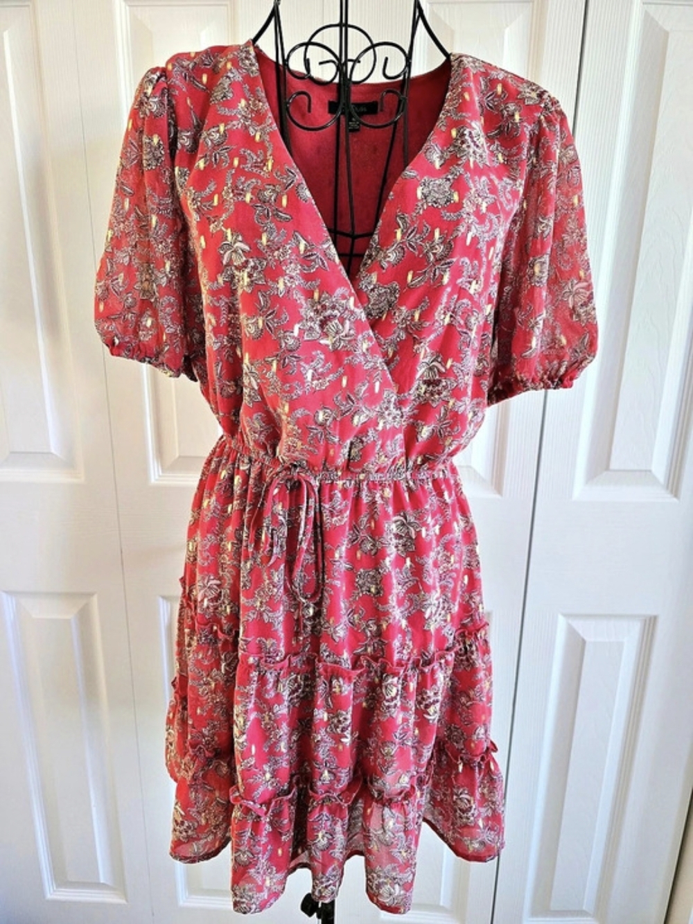 City Studio Floral Midi Fall Dress in Rust Size Medium Like New 🍂🍁